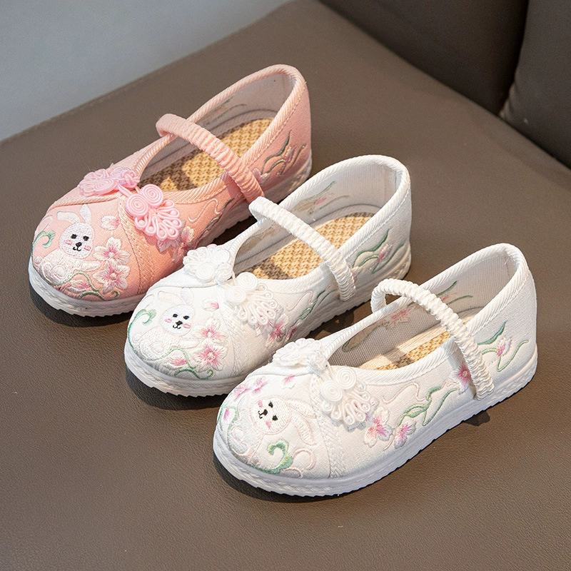 Туфли для девочек Hanfu Костюмы Детские вышитые туфли Древний стиль