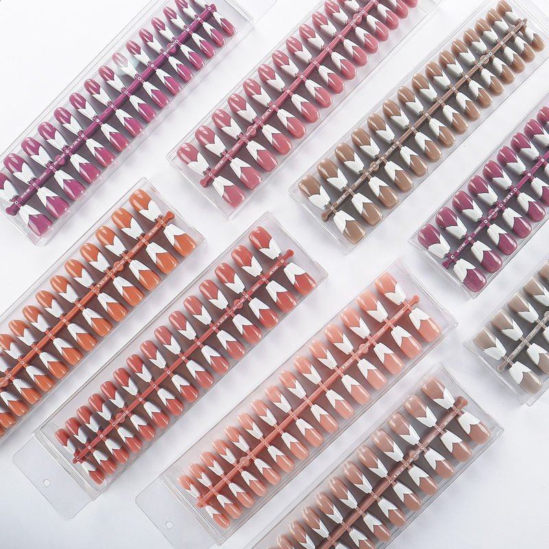 30 Pieces of Full-Length French-Style Heart-Shaped White-Edged Wearable Nails, Ballet-Shaped Matte Full-Cover Artificial Nails 30 Pieces of Full-Length French-Style Heart-Shaped White-Edged Wearable Nails, Ballet-Shaped Matte Full-Cover Artificial Nails