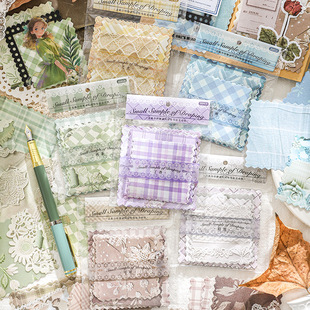 Paper trace vertical cutting small sample book series puzzle cloth pattern material paper salt retro hand account DIY background decorative paper