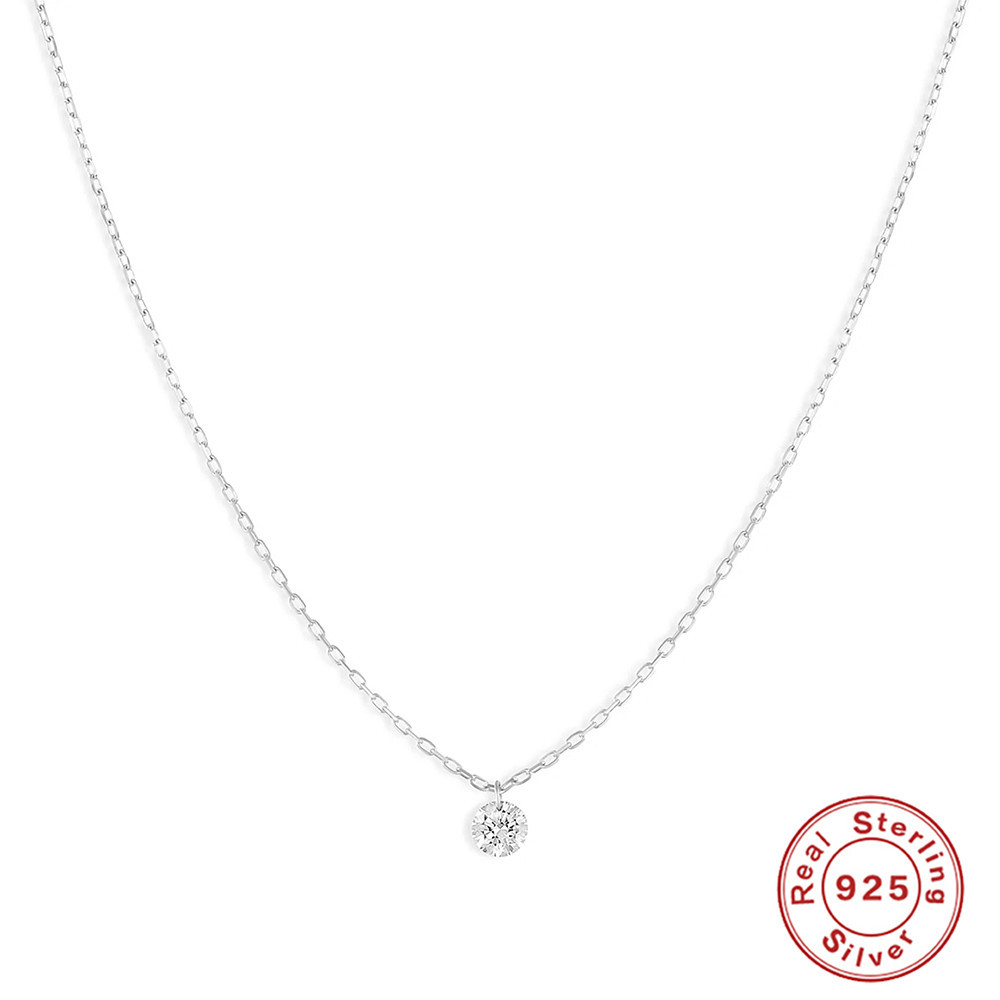 Simple Style Geometric Sterling Silver Plating Zircon Pendant Necklace display picture 7