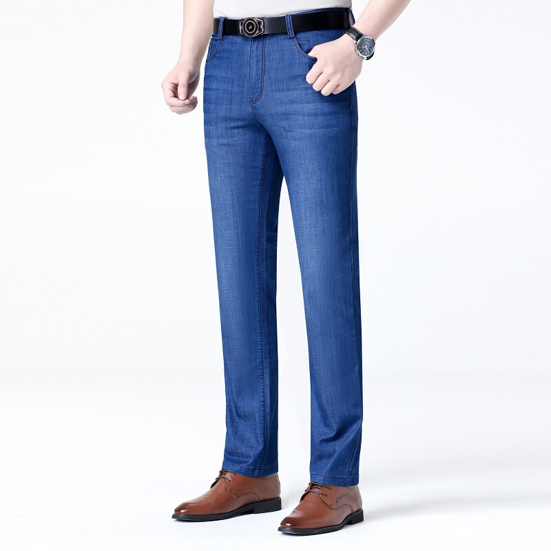 High-End Spring and Summer New Men's Casual Pants Straight Loose Men's Pants Middle-Aged High-End Business Thin Cool Jeans High-End Spring and Summer New Men's Casual Pants Straight Loose Men's Pants Middle-Aged High-End Business Thin Cool Jeans