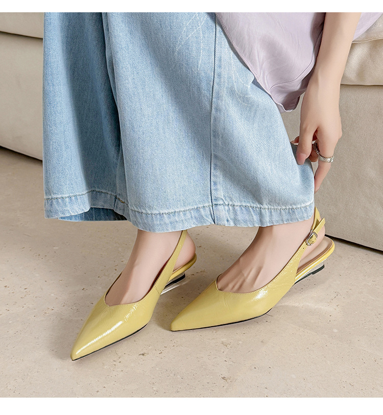 Sandal cao gót nữ mũi nhọn quai hậu đế xuồng gót 7.5 cm — Hồng nhạt 7.5cm, Hồng nhạt 3.5cm, Trắng kem 7.5cm, Đen 3.5cm chi tiết 35
