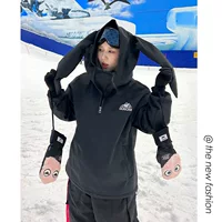 Новый зимний ветрозащитный непромокаемый лыжный костюм с кроличьими ушками, большие размеры, пара, нейтральный ветер, Серебряная лиса, бархатный мех, цельная куртка больших размеров