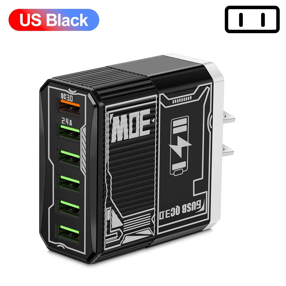 6-в-1 зарядное устройство Mecha BK304, QC3.0 многопортовое USB с PD25W, варианты вилок EU/US/UK