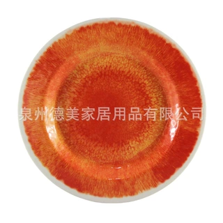 11寸麻面密胺圆盘，美耐皿裂纹面沙拉盘 圆碟