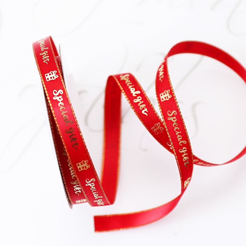 New Red Gold Foil Gift Packaging Ribbon Baked Date Snowflake Crisps Cookies Candy Snack Box Decorative Ribbon