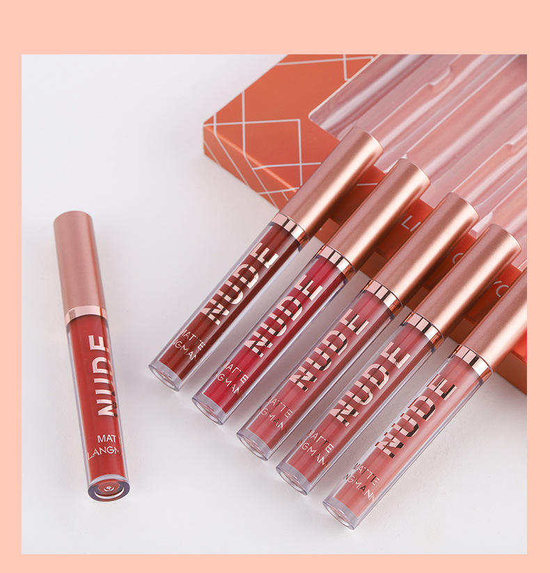Langmanni 12-piece lip gloss set 6+6 Lip gloss and Lip liner pen combination Non-stick cup matte lip gloss undefined