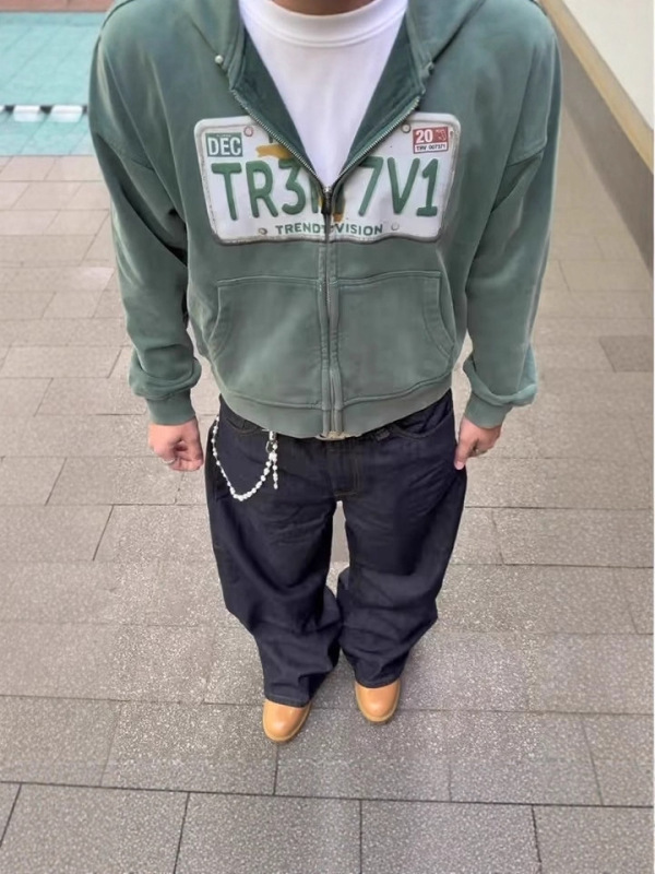 Fashion Trendy American Retro Long-Sleeve Hooded Shirt with Unique Print, Loose Casual Sweatshirt Jacket Versatile