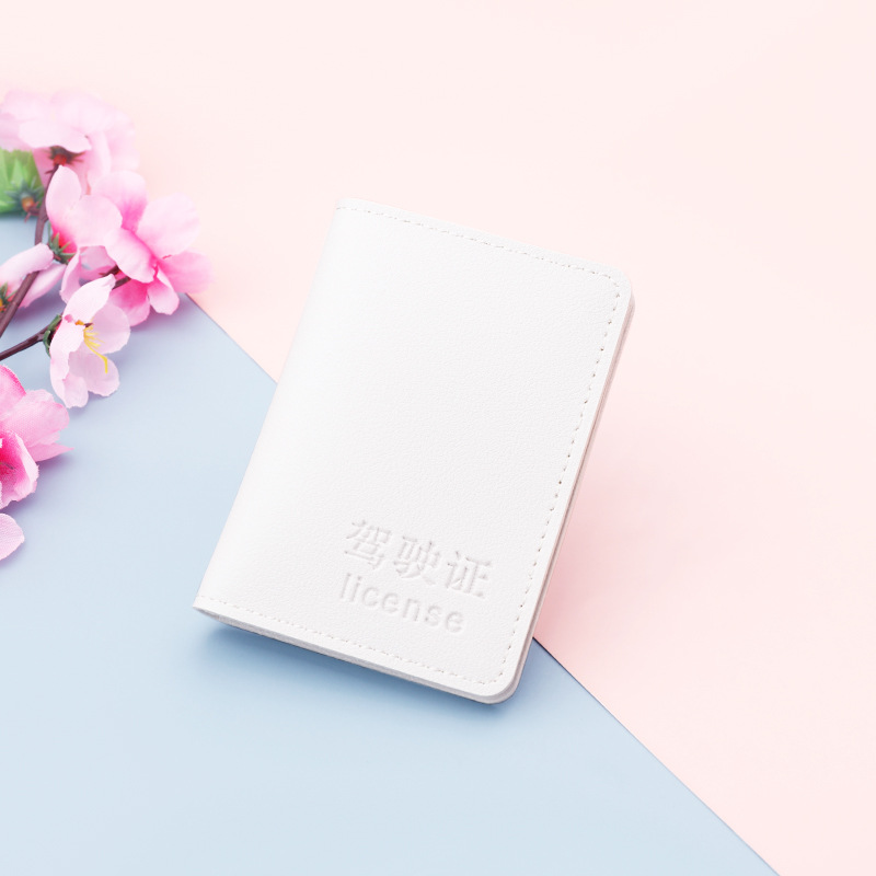 Caja de cuero vertical de la licencia de conducir del vehículo de motor titular de la tarjeta ultrafino de la licencia de conducir de las mujeres carnet de conducir caja de la tarjeta Linda bolsa de la licencia de conducir