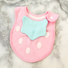 糖果色按扣式立体草莓围嘴婴儿围嘴 卡通围兜双层棉口水巾