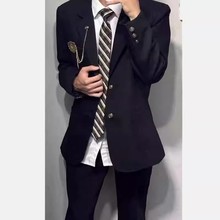 日系学院风徽章西装外套男款春秋高级感痞帅dk制服校供感情侣西服