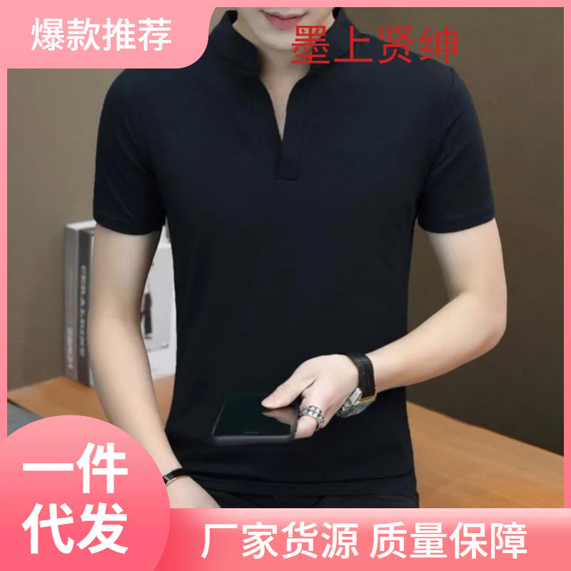 Net Noodles Static Version Men's Short-sleeved T-shirt Blood All White All Black Half-sleeved Thin Men's Shirt Monochrome Clothes Short Shirt