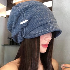 美式复古针织包头帽女慵懒风小众百搭冷帽大头围显脸小堆堆帽子潮