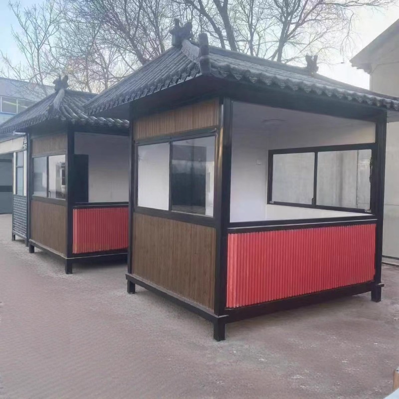 Área escénica al aire libre anti-corrosivo chalet de madera quiosco móvil popularidad en línea antiguo parque quiosco de venta de boletos bocadillos