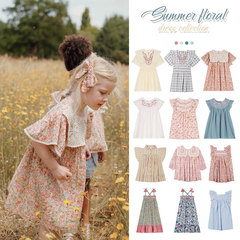 !  Children's Dress 24 Summer Girls' Ethnic Style Summer Vacation Floral Lace Lace Dress