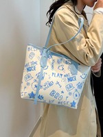 Large capacity 2025 summer new style small fresh print simple temperament tote bag women's single shoulder commuter backpack