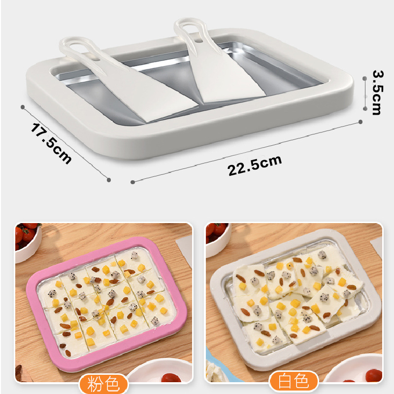 Máquina de helados para el hogar bandeja de hielo frito máquina para yogur frutas y helado infantil