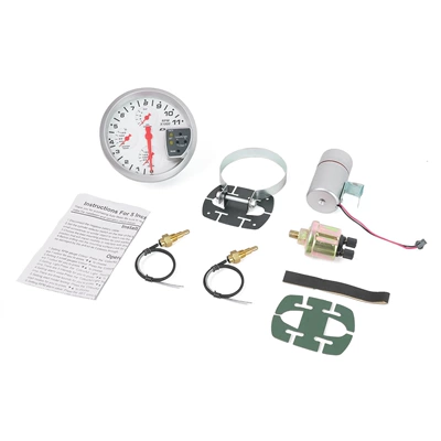Four-in-one car modified meter 5 inch rpm meter water temperature meter oil temperature meter oil pressure meter automobile general meter (automobile instrument) - unlabeled-white-four-in-one