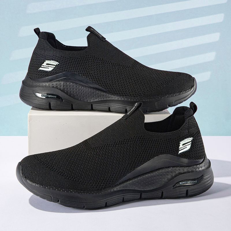 Hblk Men's Shoes Autum New Breathable Soft Sole Versatile Anti-Odor Shoes Men's Mesh Casual Sports Shoes Trendy Shoes