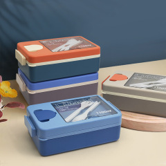 簡約學生塑料飯盒微波爐上班族分格便當盒高顏值帶醬料盒日式飯盒