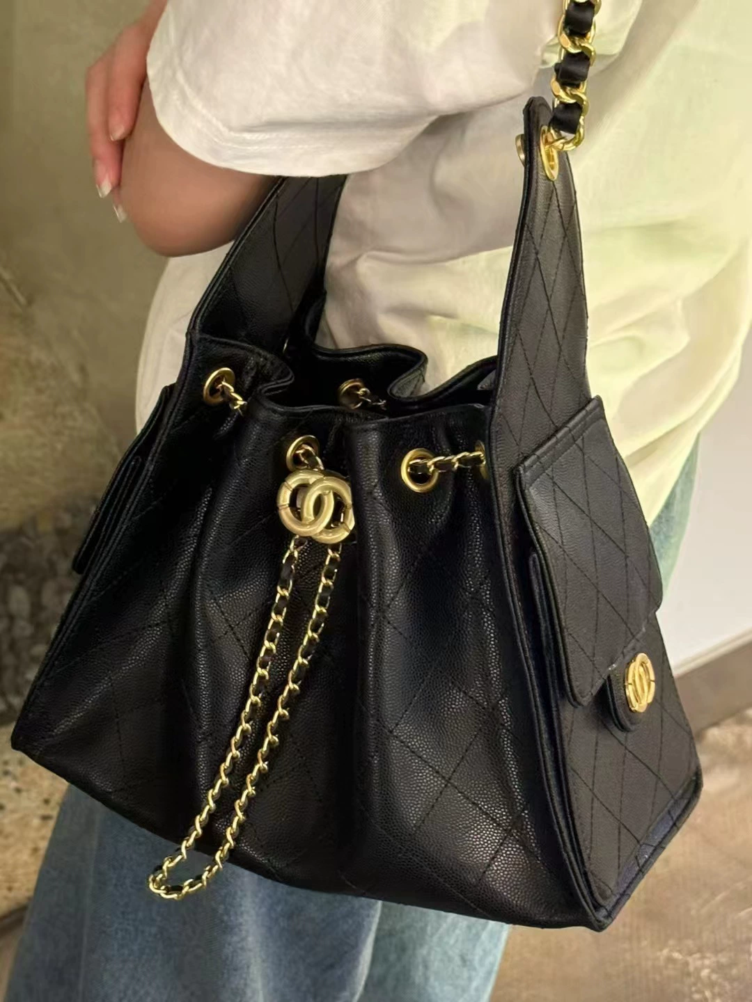 Стильная матовая сумка подмышку, цепь на цепи, ремень для сумки, стиль Chanel, завязывающаяся