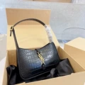 Black Croc Embossed Small [Authentic Logo + Extended Shoulder Strap Included for Crossbody]