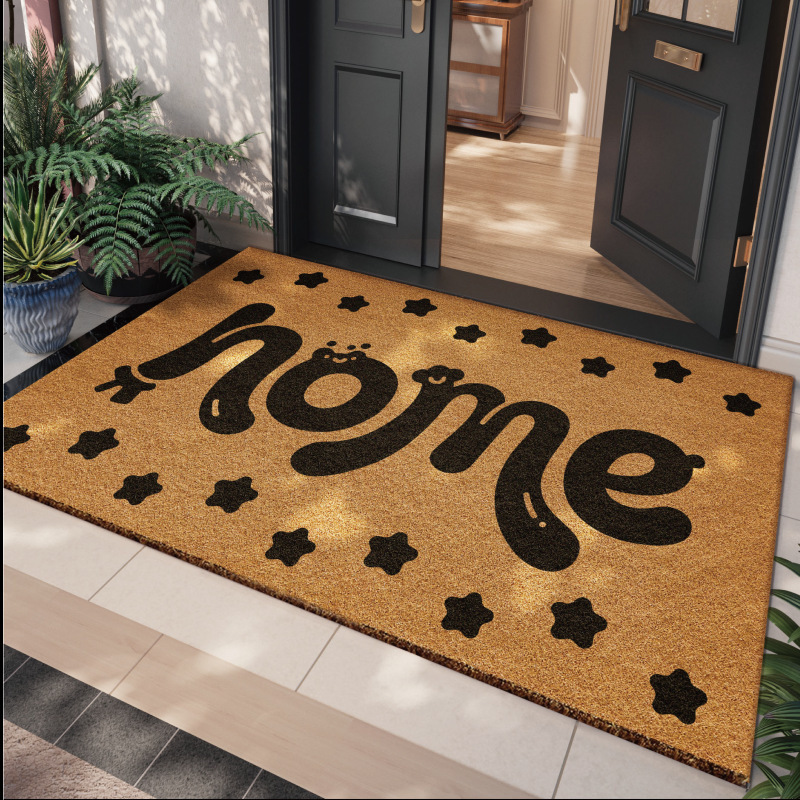 Cross-border American retro imitation coconut palm doormat, dirt-resistant and wear-resistant entryway mat, non-slip and water-absorbent bathroom floor mat