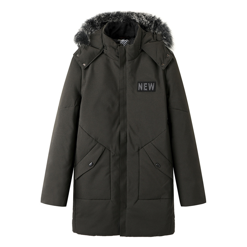 Brand Cut Label Men's Winter Removable Hat Fox Wool Badge Long Down Jacket Y4B81233