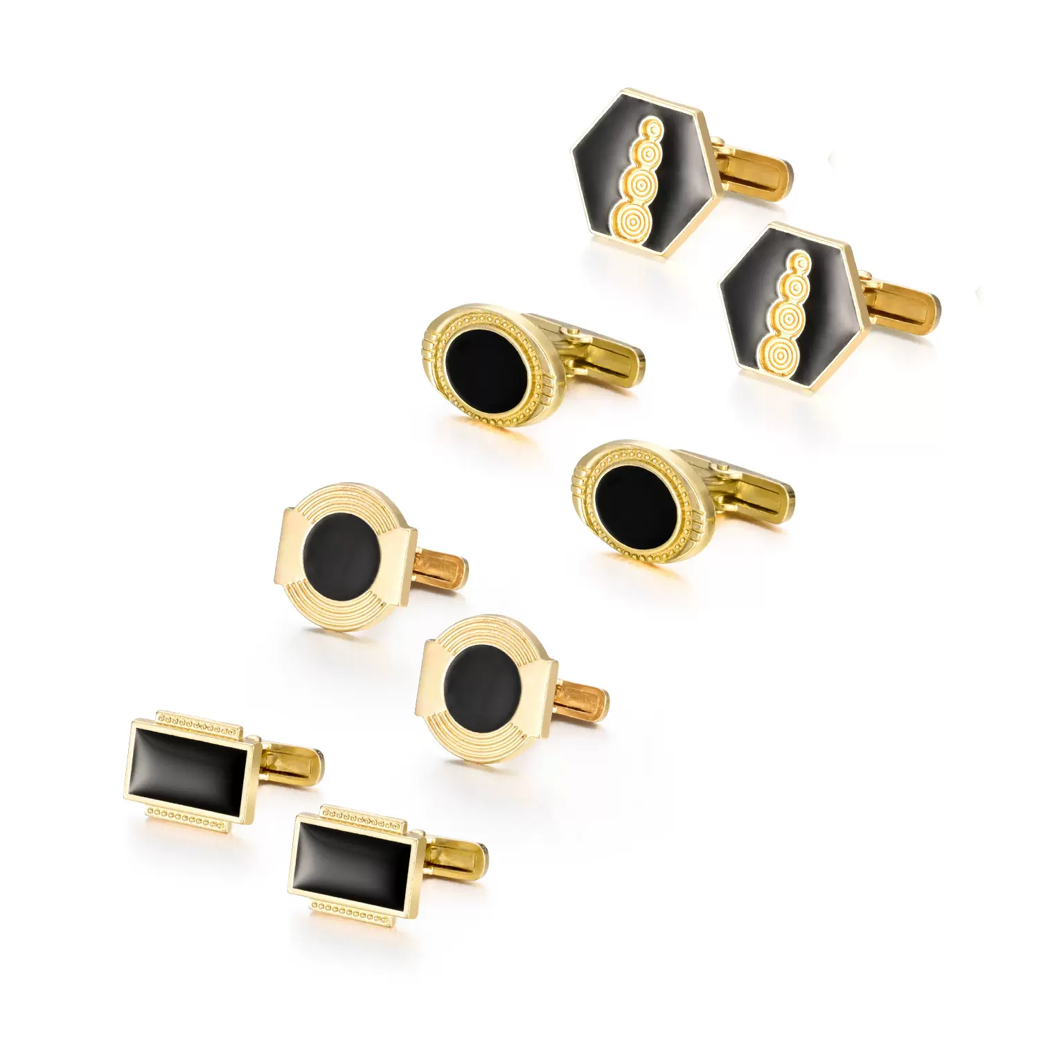 戴丽男士商务金色袖扣套装时尚黑色滴油袖口Cufflinks亚马逊热销