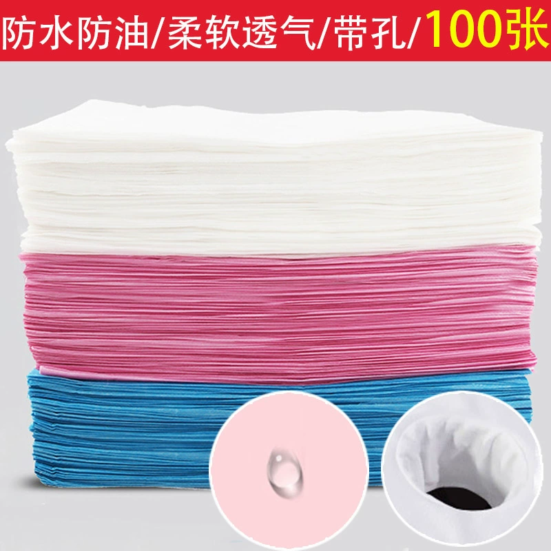 Одноразовая утолщенная простыня с отверстием для лица, водонепроницаемая и маслостойкая нетканая ткань для массажного стола в салоне красоты с отверстием.
