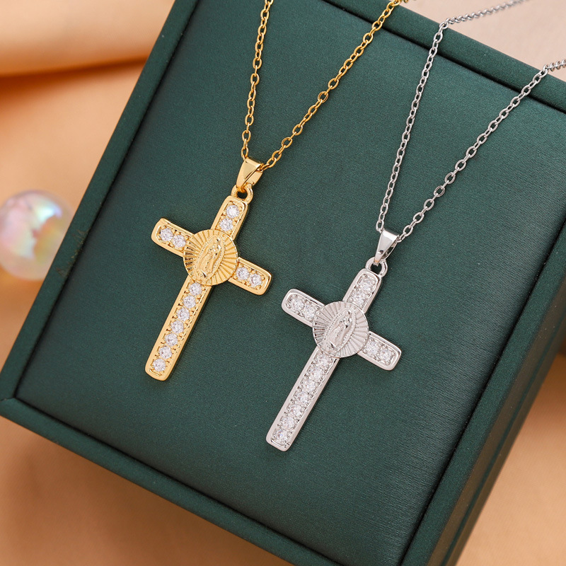 Titanium Steel Casual Simple Style Cross Plating Pendant Necklace display picture 6