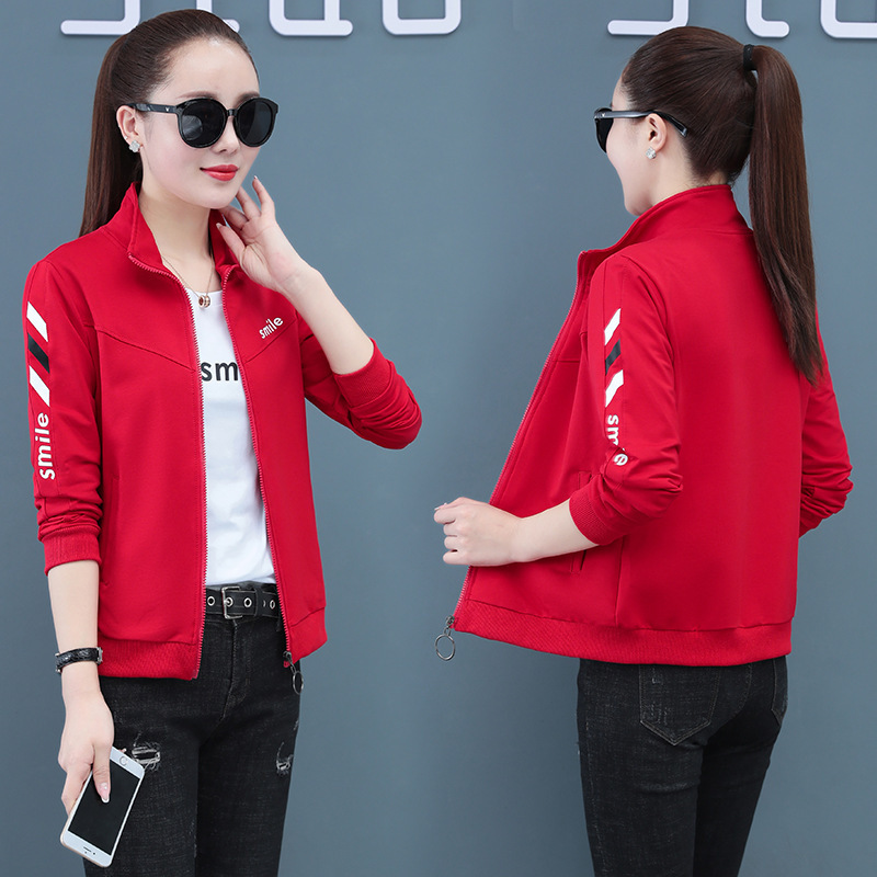 High Cotton Fashion Casual Stand Collar Jacket Women's Spring & Fall Middle-Aged Mother Knitted Cardigan Short Sports Zipper Shirt