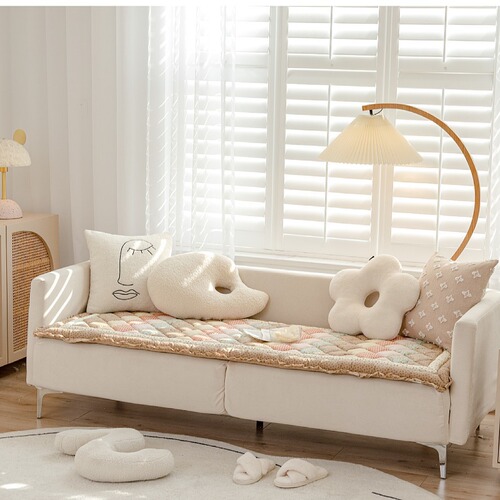 Cotton sofa cushion for all seasons, thickened non-slip mat, hand-spliced ​​floor mat, pure cotton sofa cover, bay window cushion