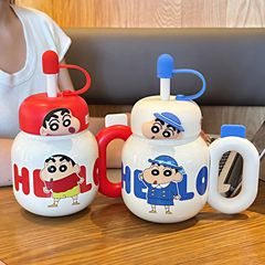 蜡笔小新保温杯316不锈钢大肚杯带手柄保温保冷冰霸杯2025新款