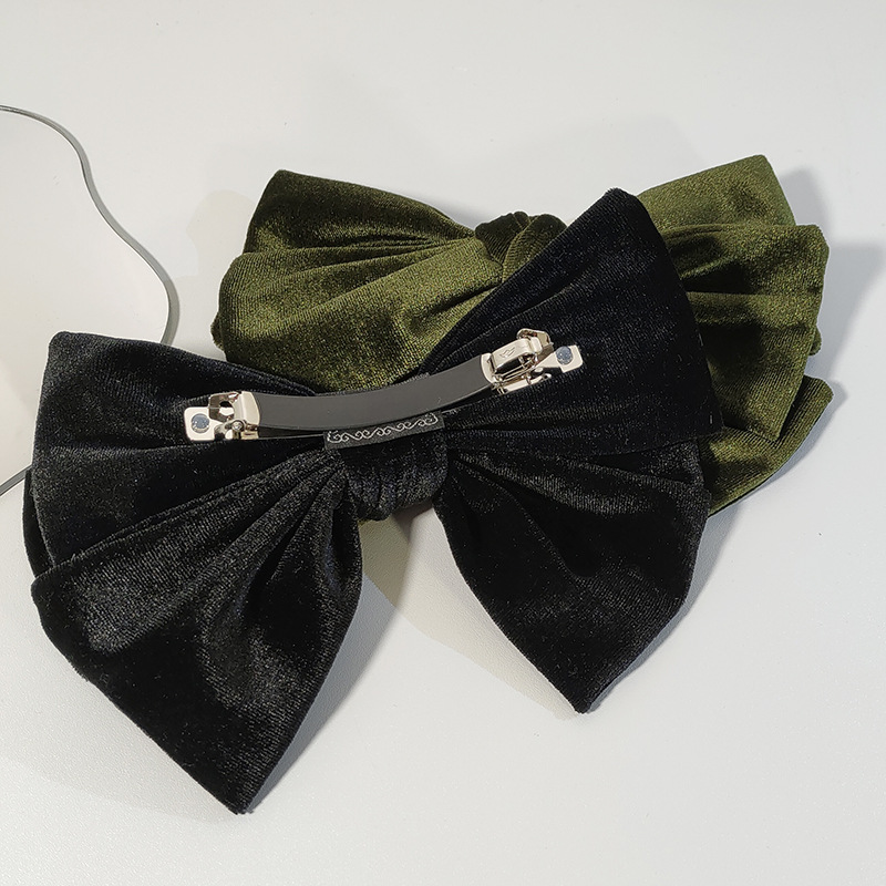 Retro Back Head Spring Clip Top Clip Fashionable Bow Velvet Headdress display picture 3