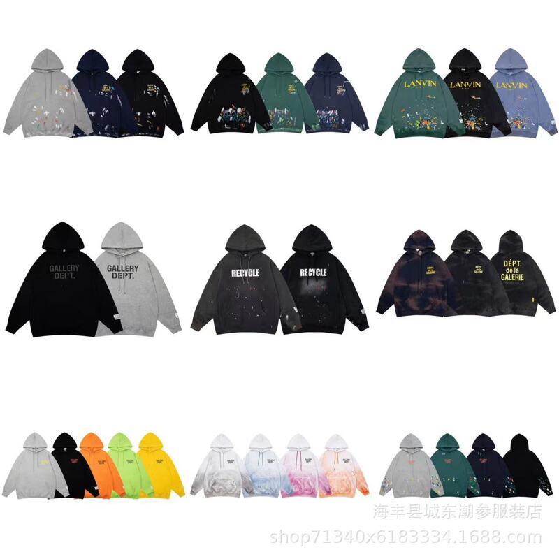 Foreign Trade GALLERY DEPD Classic Letter Splash Ink Graffiti Print Loose Couple Hooded Sweatshirt Hoodie Trendy