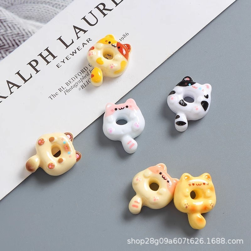 奶黄可爱小猫咪甜甜圈奶油胶diy手机壳手工制作材料树脂饰品配件|undefined