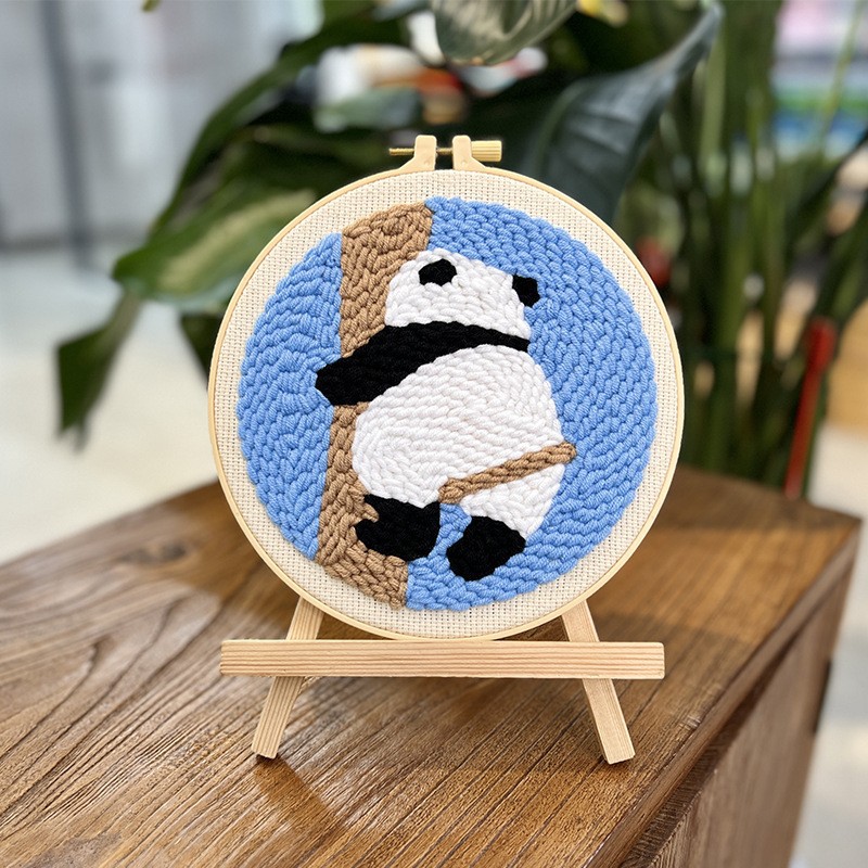 Bordado de punto de lana-Panda 8 (producto no terminado) 20cm imitación bambú estirado-lana gruesa