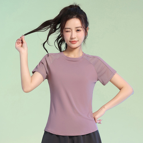 Summer Outdoor Leisure Running Exercise Loose Top Yoga Cover-up Lightweight Short Sleeve Quick Dry Professional Fitness Clothing for Women