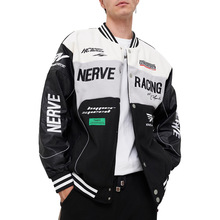 男士春秋季美式棒球服男款重工绣花机车服宽松版型跨境尺码2025