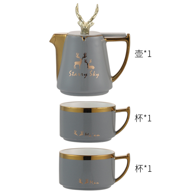Tetera traje hogar alce taza de té juego de té de cerámica tetera de flores pareja juego de agua traje tarde taza de té taza de café
