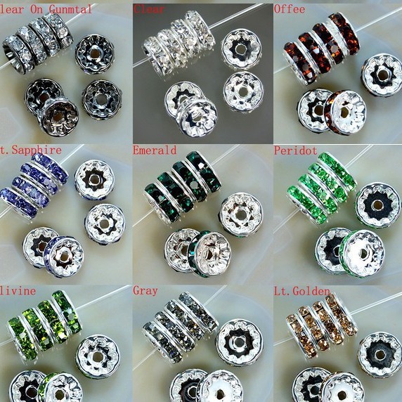 Shiny 10mm silver plated flat edge drill ring DIY alloy accessories isolation drill wheel rhinestone straight edge beaded beads