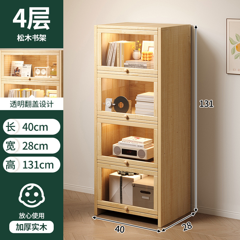 Estantes de madera sólida estantería de piso integrado contra la pared almacenamiento de almacenamiento de artículos de visualización de la sala de estar estante de libros para niños