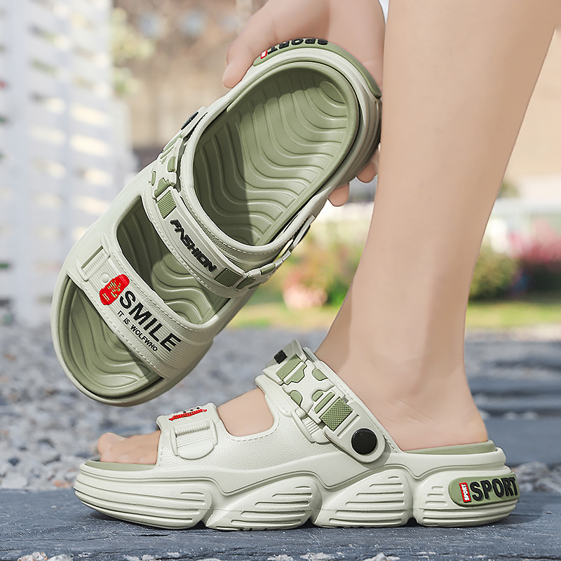 Sandalias de un solo carácter para uso de verano para hombres 2025 nuevo estilo antideslizante y resistente al desgaste