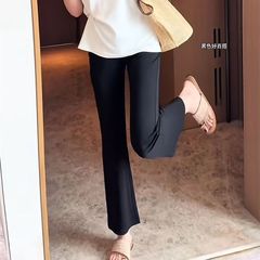 2025夏季薄款凉凉微喇裤女松紧腰防晒休闲九分裤口袋不对称常规