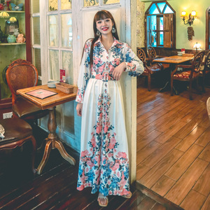 Printed shirt lantern Long Sleeve Dress