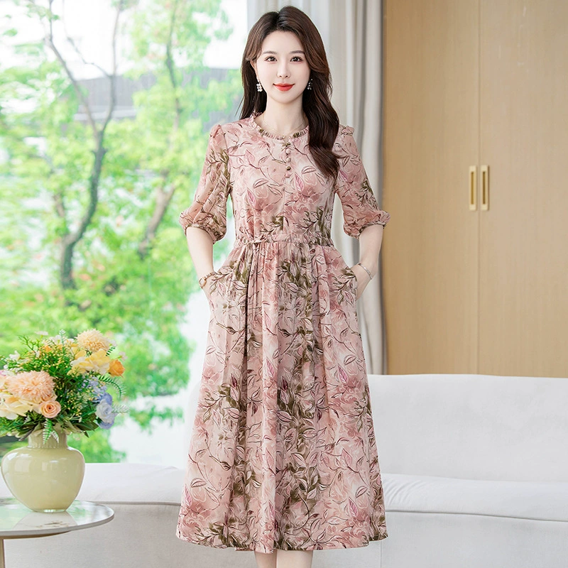 Платье 2025 новый темперамент Летняя талия тонкая и модная мама супер сказочная корейская версия сломанная юбка