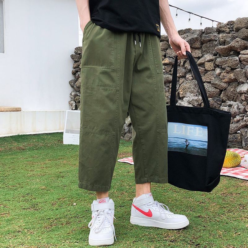 八分裤男士夏季轻薄款速干小个子显高显瘦直筒宽松工装百搭休闲裤|undefined