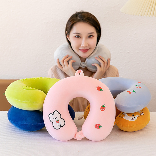 Memory foam neck pillow U-shaped pillow neck cervical spine pillow cartoon nap airplane train sleeping artifact