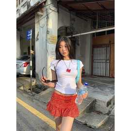 时尚复古小碎花半身裙女春季紧身内搭显瘦性感辣妹小众包臀短裙子